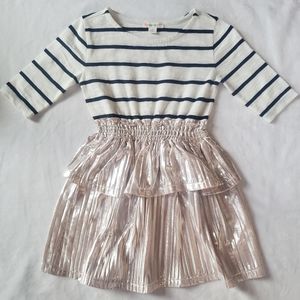 Crewcuts Striped Tiered Skirt Metallic Dress